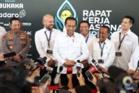 Pembukaan Rapat Kerja Nasional (Rakernas) XVIII Himpunan Pengusaha Muda Indonesia (HIPMI) yang dibuka oleh Presiden Republik Indonesia Joko Widodo di Hall Nusantara, ICE BSD, Tangerang, Kamis (31/8/2023). 