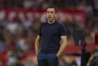 SEVILLE, SPAIN - MAY 26: Xavi, Head Coach of FC Barcelona, looks on during the LaLiga EA Sports match between Sevilla FC and FC Barcelona at Estadio Ramon Sanchez Pizjuan on May 26, 2024 in Seville, Spain. (Photo by Fran Santiago/Getty Images)